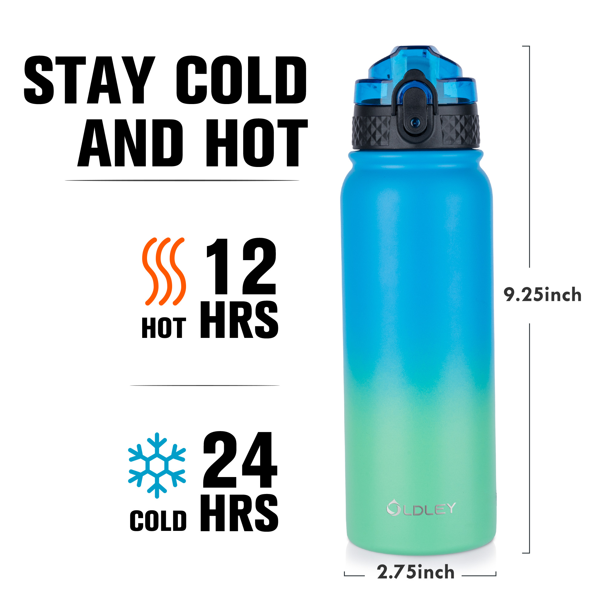 Oldley Triple Lid termoska rainforest 600 ml nerez