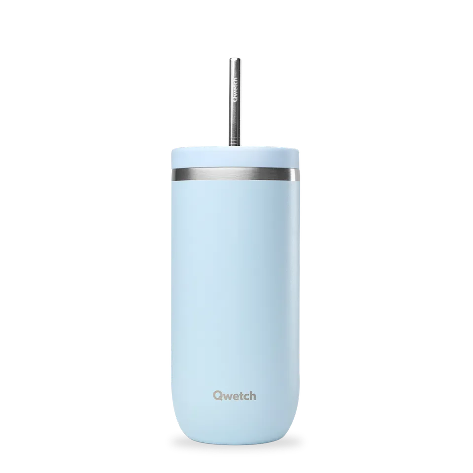 Qwetch Cold Cup Pastel Bleu termohrnek 470 ml s brčkem