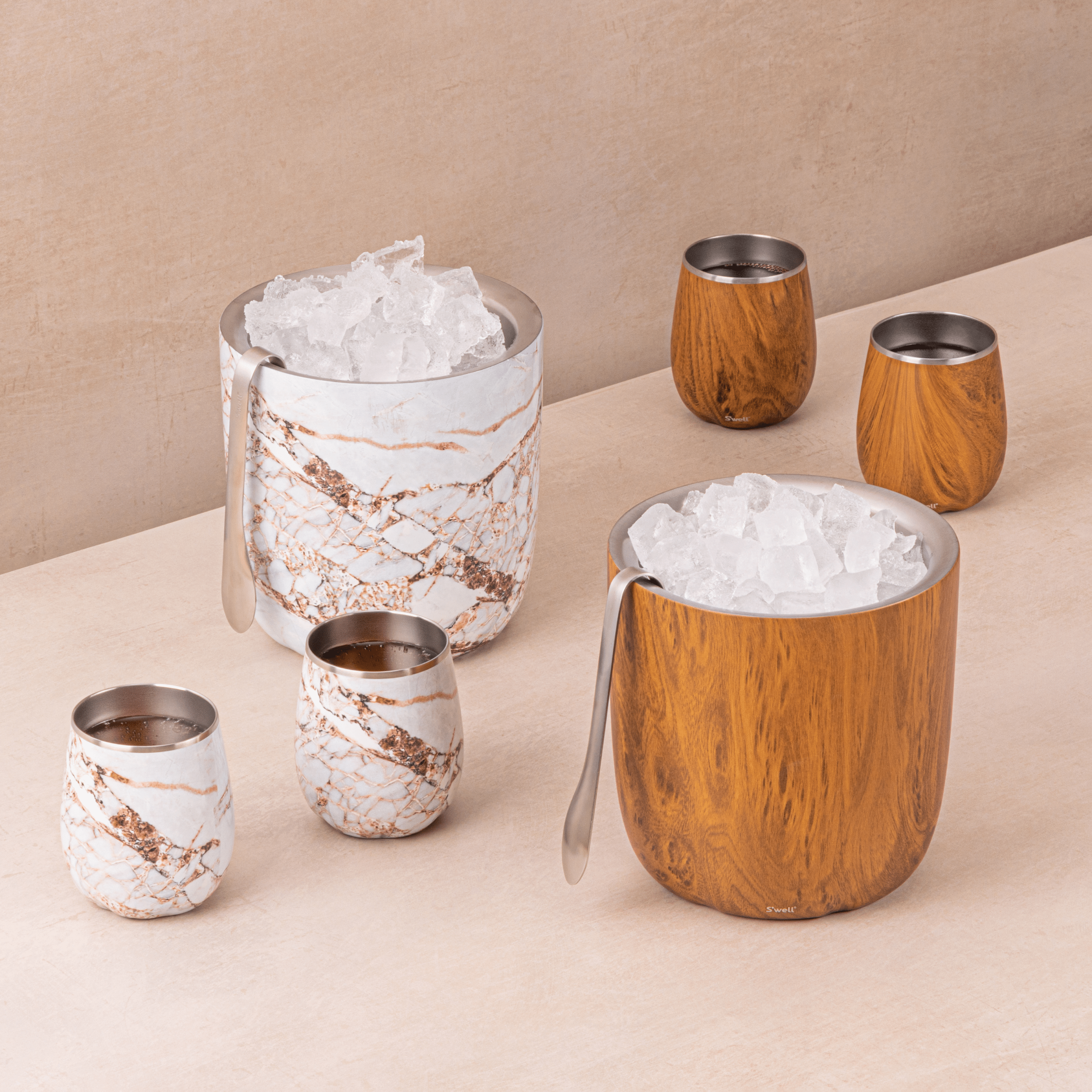 S'well Ice Bucket kbelík na led s kleštěmi 2 l Teakwood