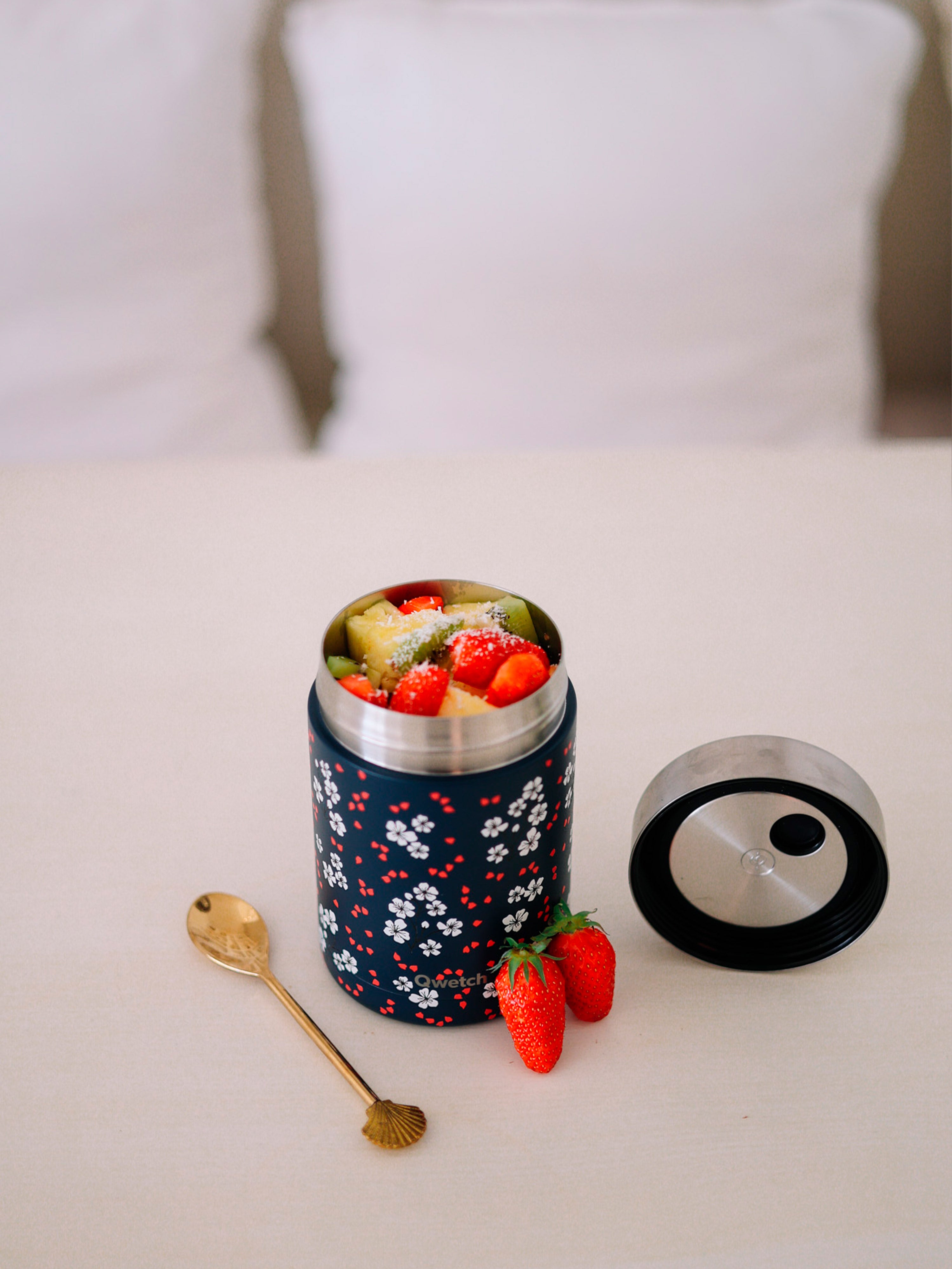 Qwetch Compact termo dóza Hanami Bleu 600 ml nerez