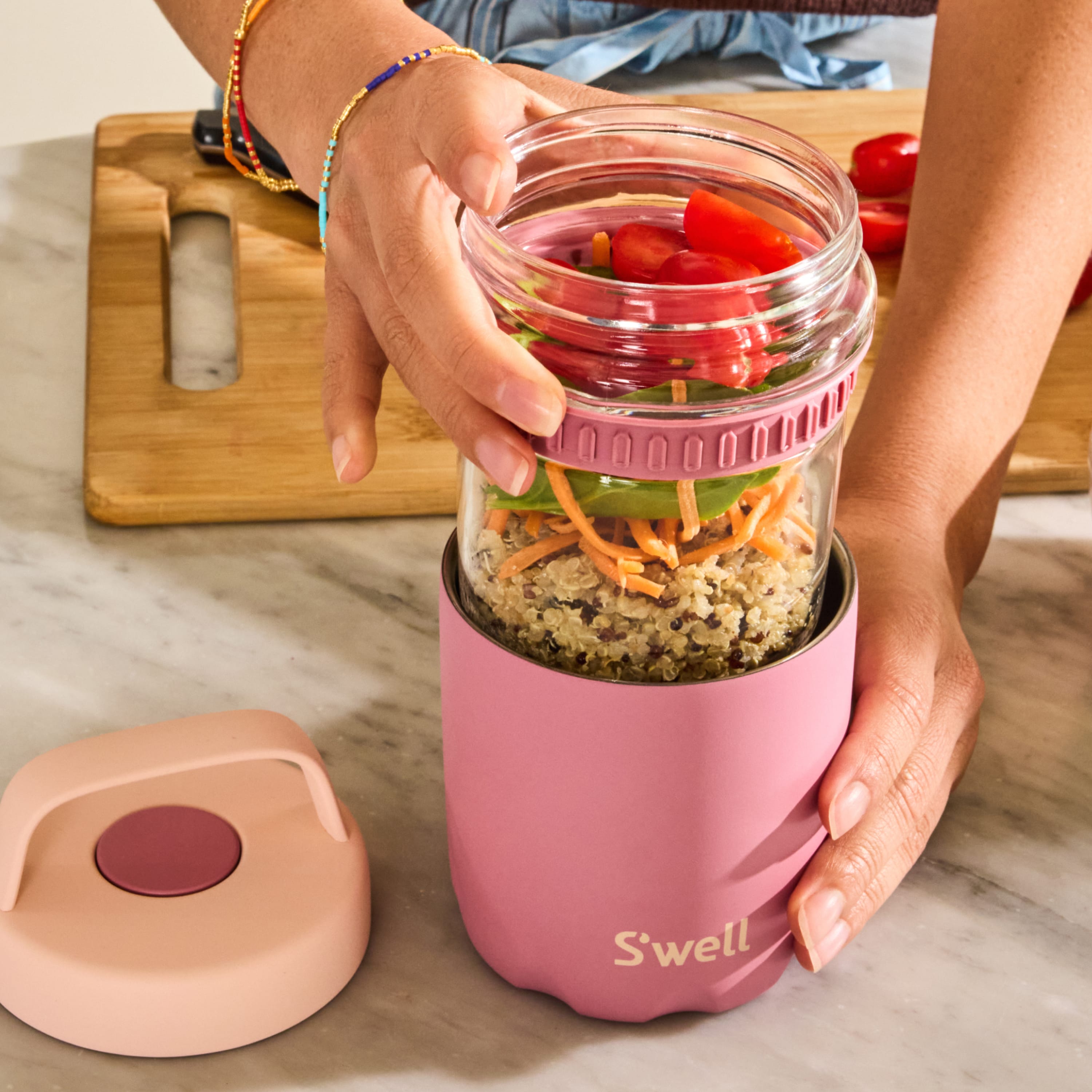 S'well Glass+ Food Jar dóza Chambray 15oz skleněná