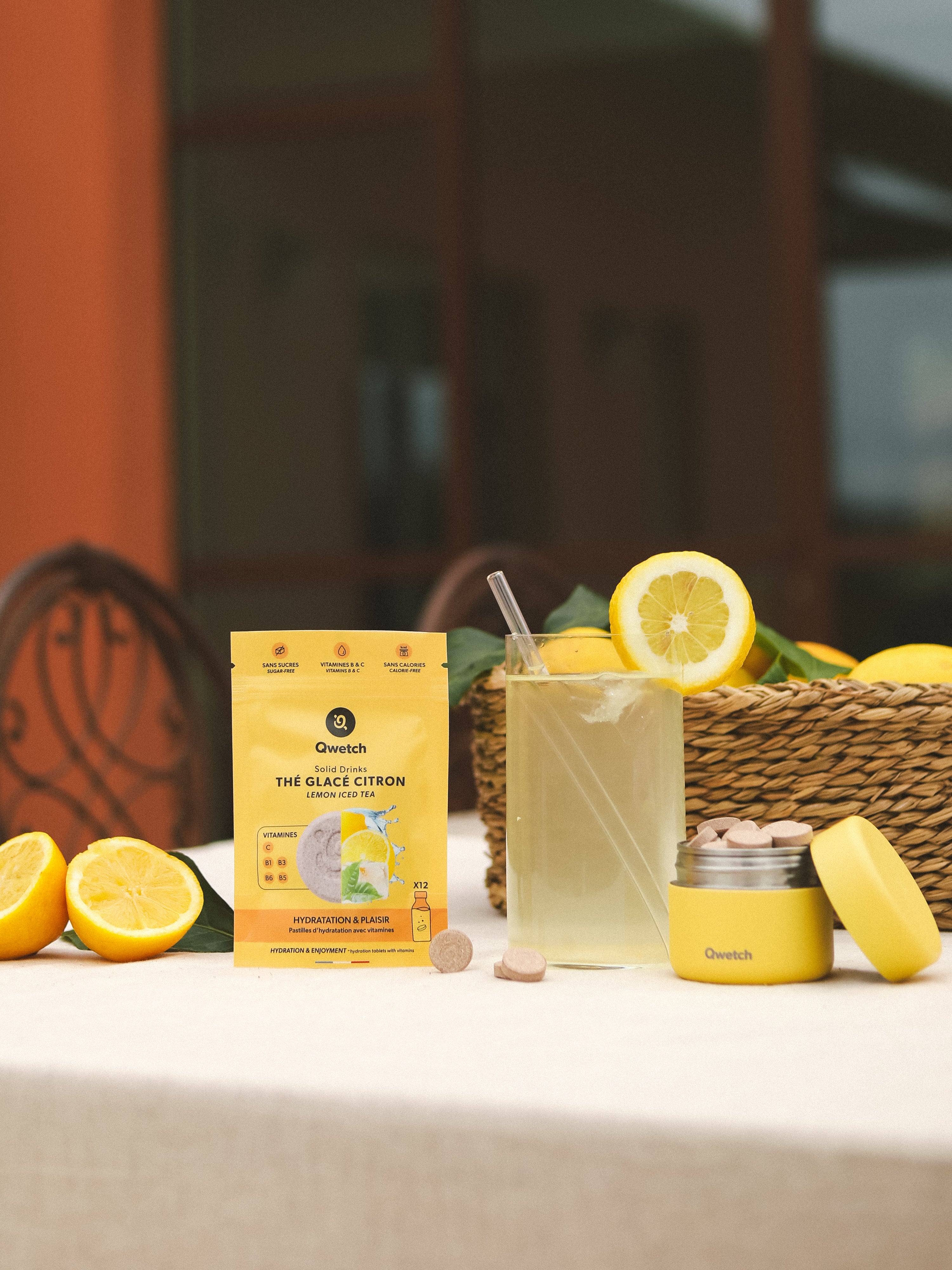 Qwetch Solid Drinks tablety do vody ledový čaj citron 12 ks vitamin