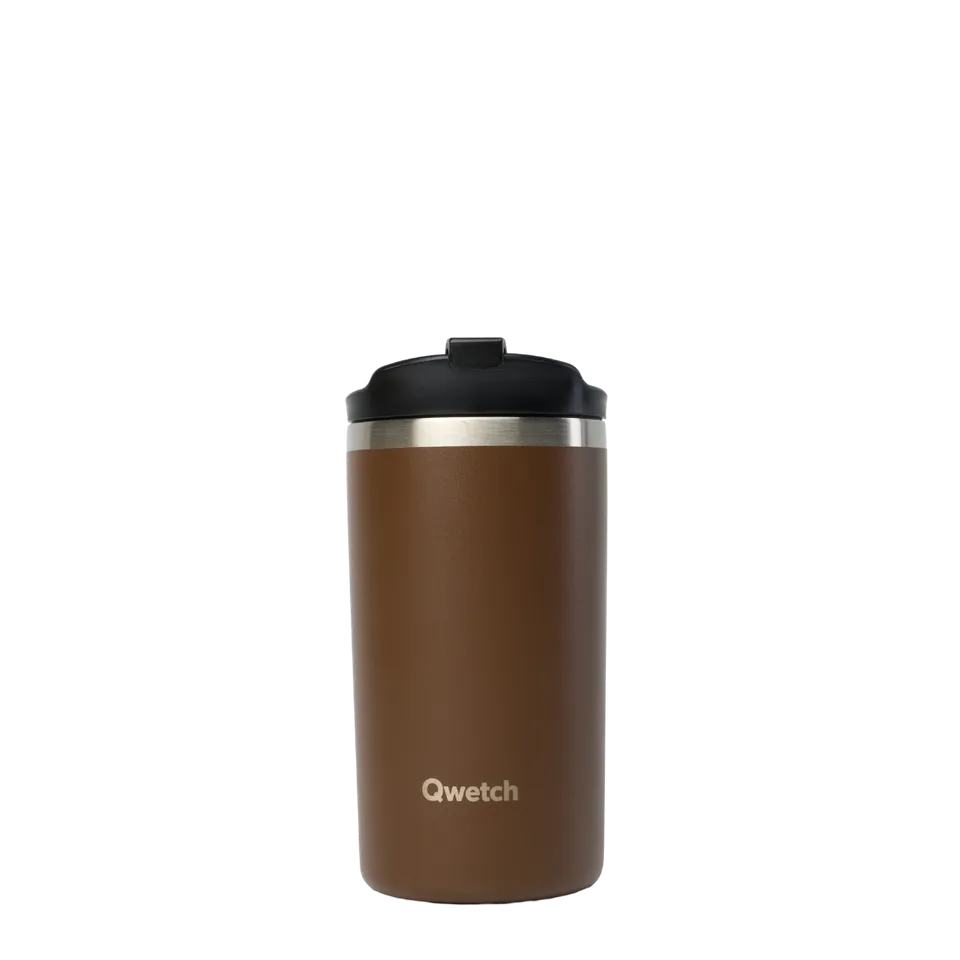 Qwetch Travel Mug termohrnek matt chocolat 350 ml nerez