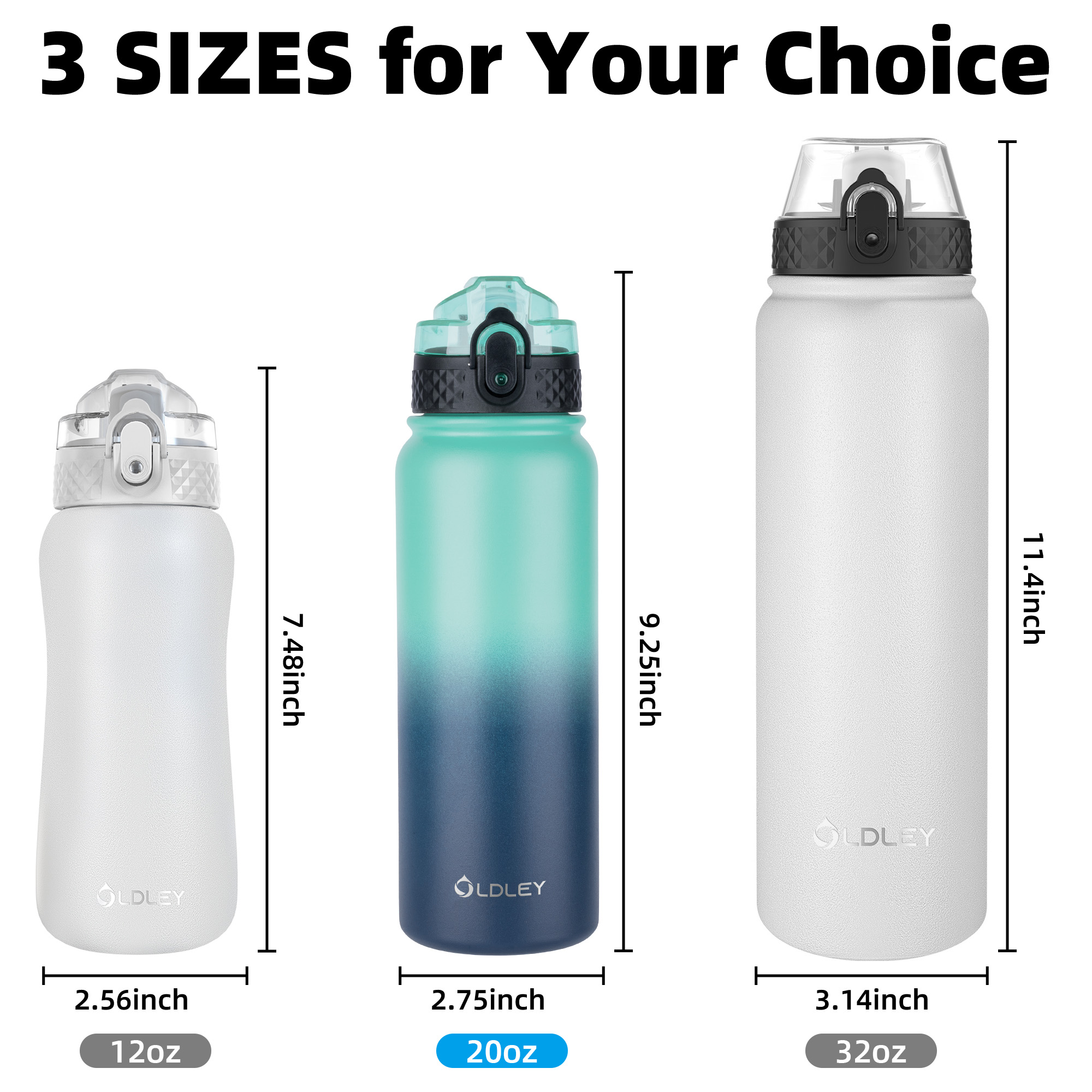 OLDLEY Triple Lid 20oz termoláhev karibská modrá 591 ml