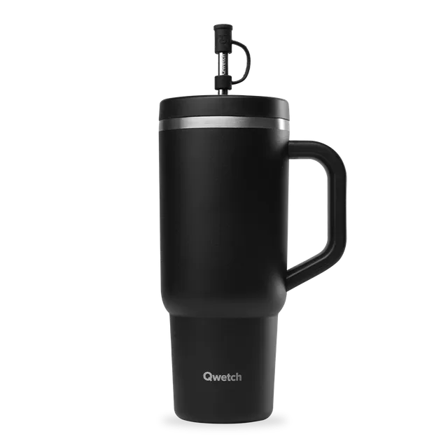 Qwetch Travel Cup Matt Noir termohrnek 900 ml s brčkem