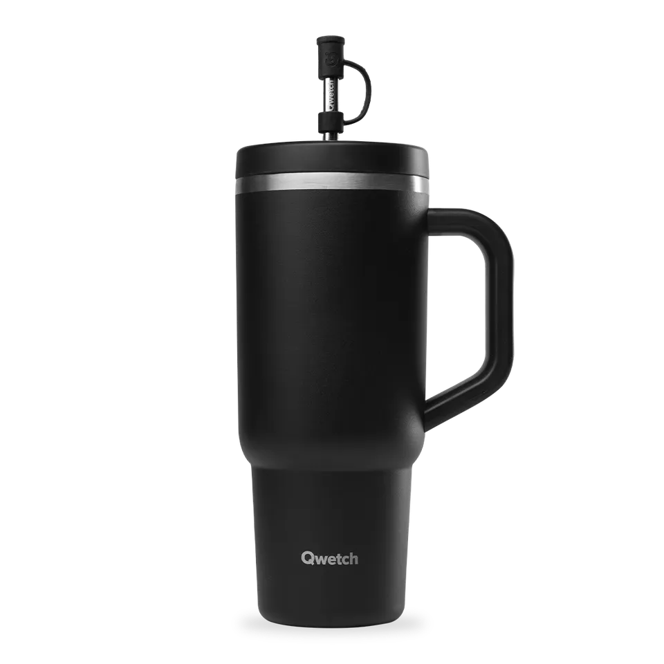 Qwetch Travel Cup Matt Noir termohrnek 900 ml s brčkem