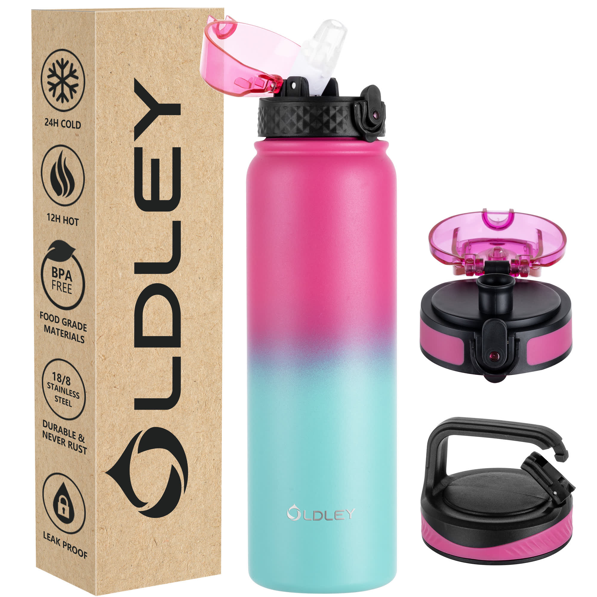 Oldley 32oz termolahev Rose Red Green 950 ml 3 víčka