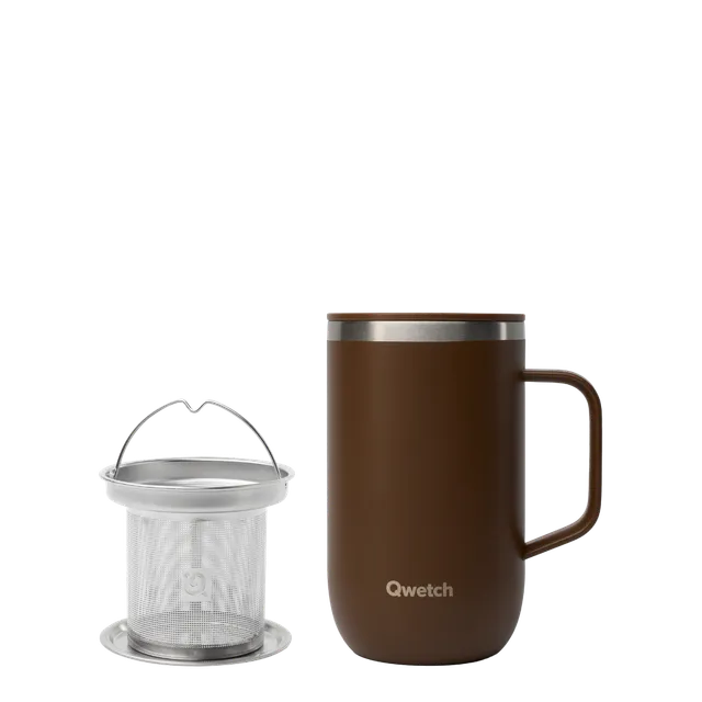 Qwetch Matt Chocolat tisanière termohrnek 470 ml sítko