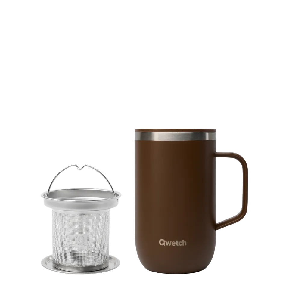Qwetch Matt Chocolat tisanière termohrnek 470 ml sítko