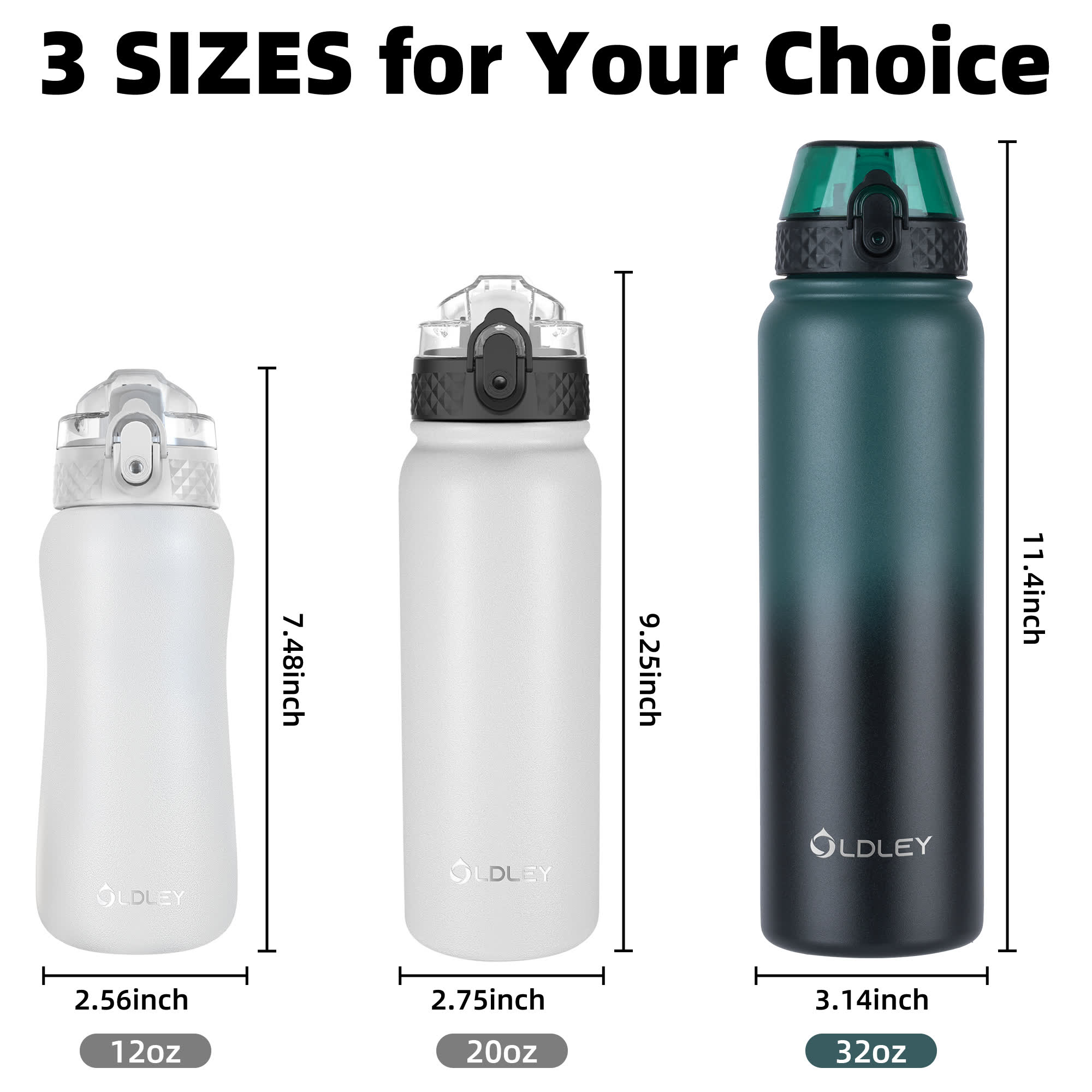 Oldley 32oz termoláhev tmavě zeleno-černá gradient