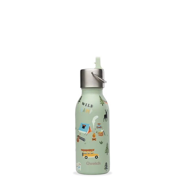 Qwetch Kids Yosemite zelená termoláhev 350 ml s brčkem