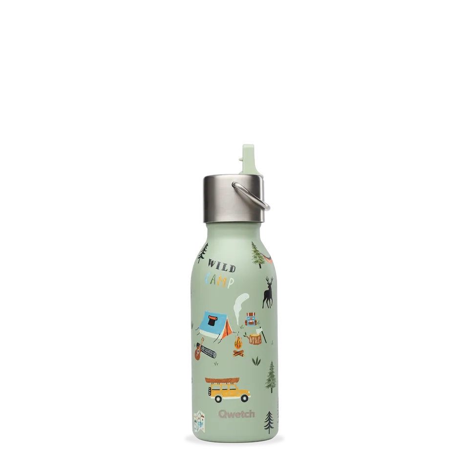 Qwetch Kids Yosemite zelená termoláhev 350 ml s brčkem