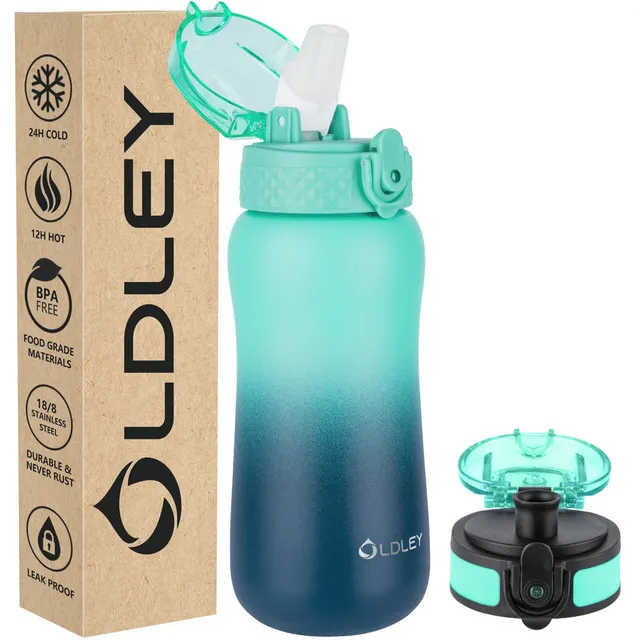 Oldley Kids 12oz dětský vakuový hrnek Green Blue nerez