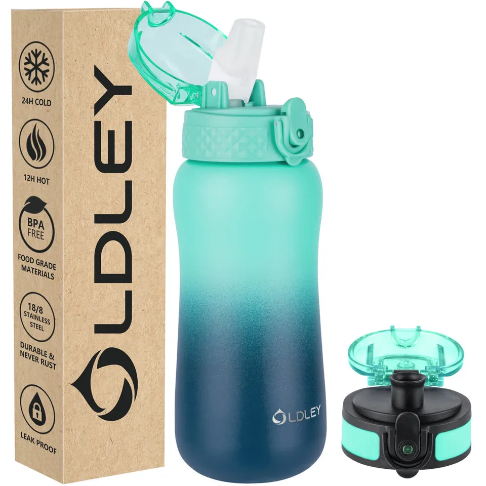 Oldley Kids 12oz dětský vakuový hrnek Green Blue nerez