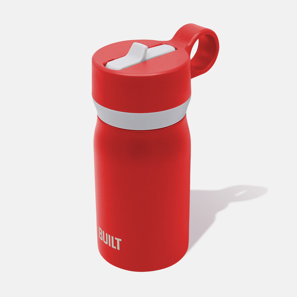 BUILT New York 12oz Wide Mouth Cascade with Straw Lid láhev Red nerez