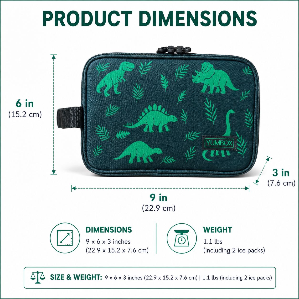 Yumbox Chill svačinová taška Dinos s chladicími vložkami