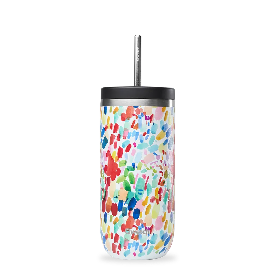 Qwetch Cold Cup termohrnek 470 ml arty vzor s brčkem