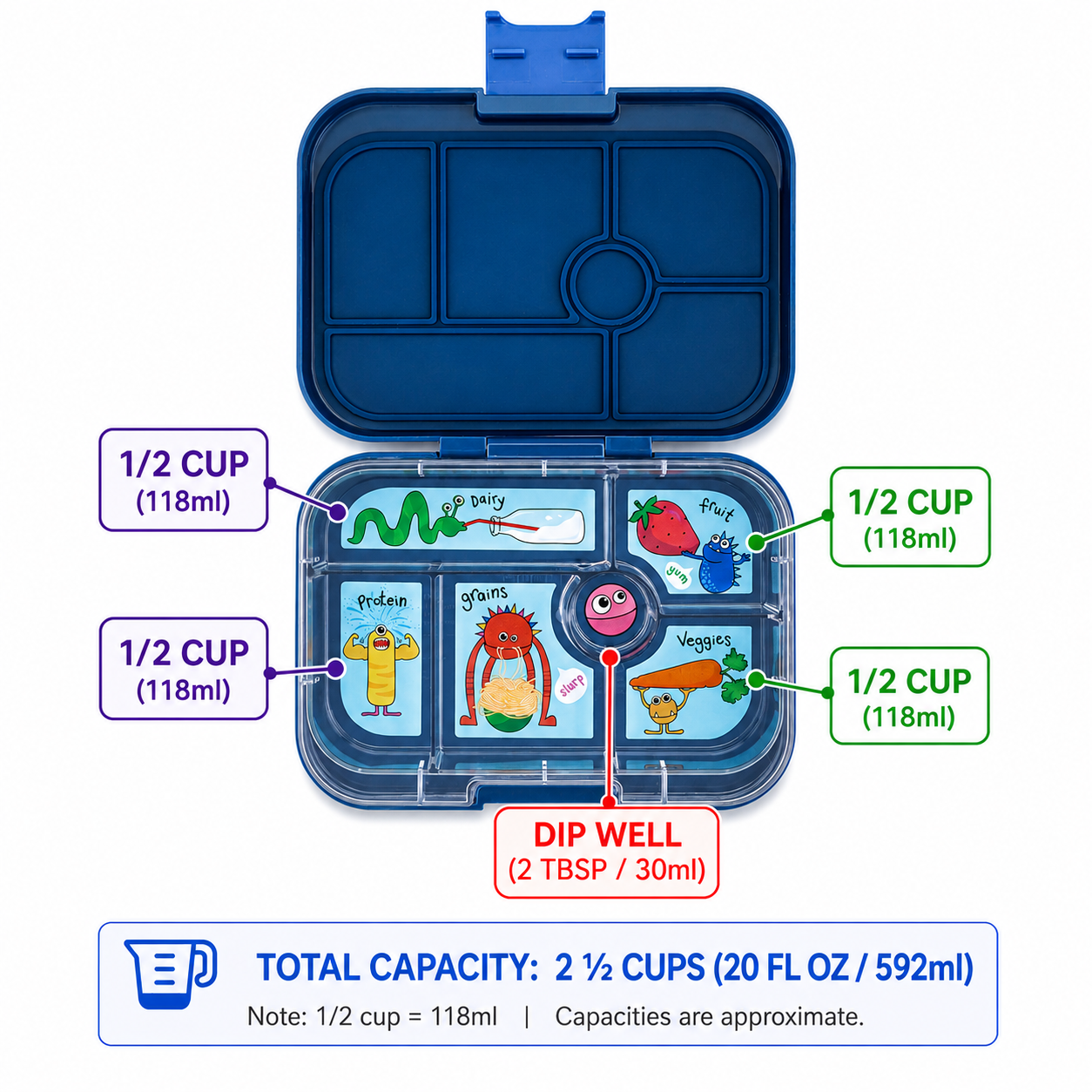 Yumbox Original svačinový box Ninja Blue 6komorový