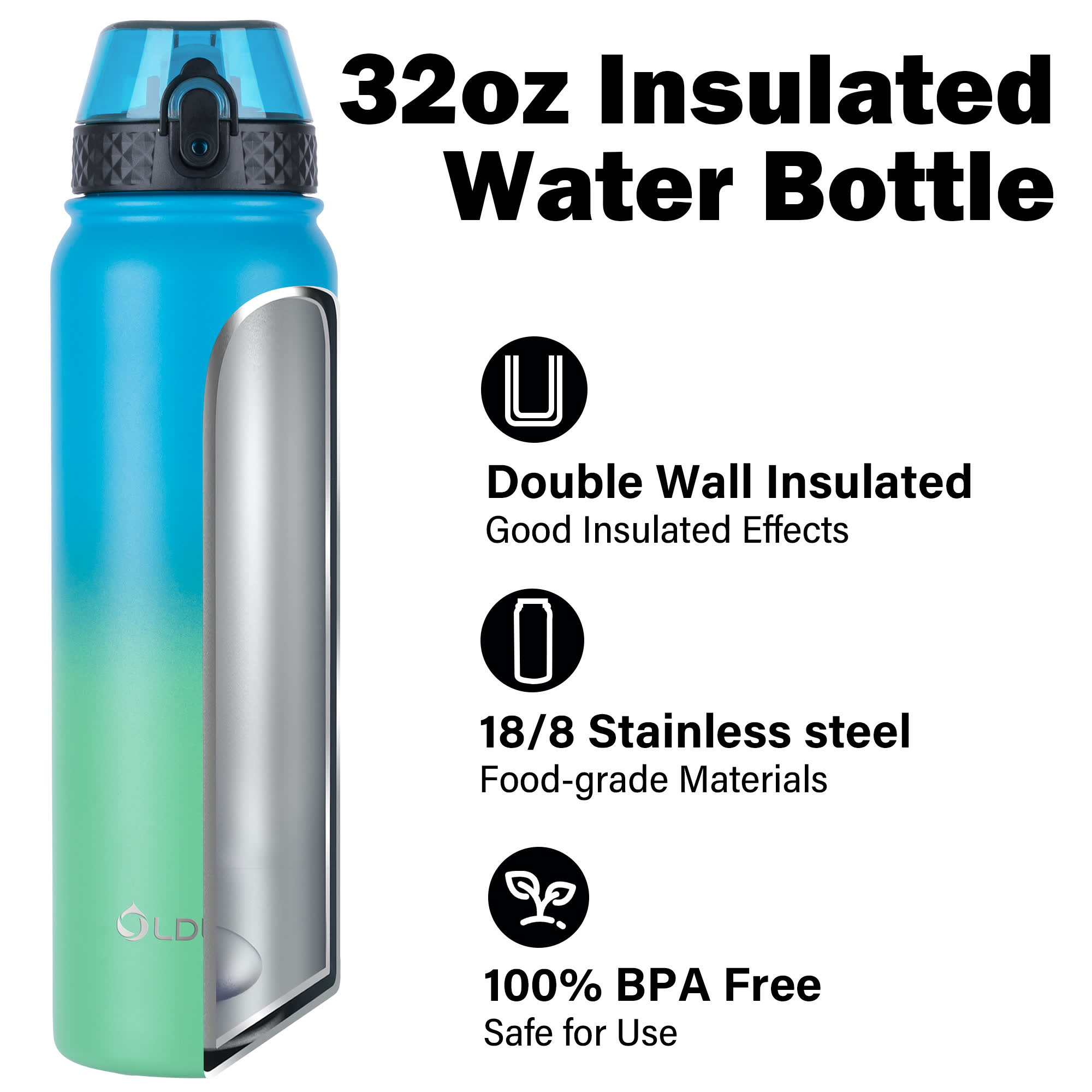 OLDLEY Insulated Bottle termoska 946 ml modro-zelená