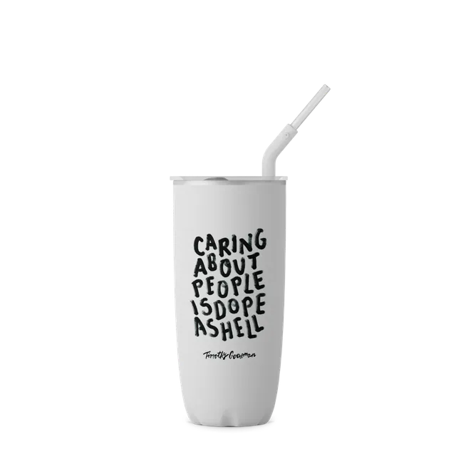 S'well Timothy Goodman tumbler s brčkem TG White 710 ml nerez