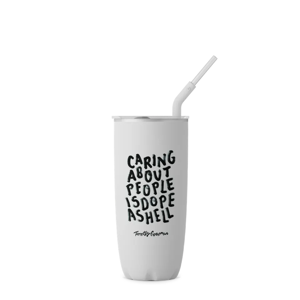 S'well Timothy Goodman tumbler s brčkem TG White 710 ml nerez