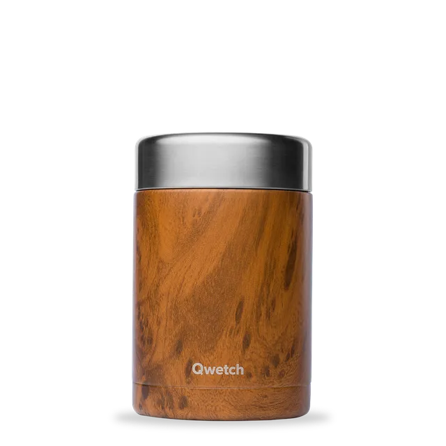 Qwetch Compact termo dóza Wood 600 ml nerez