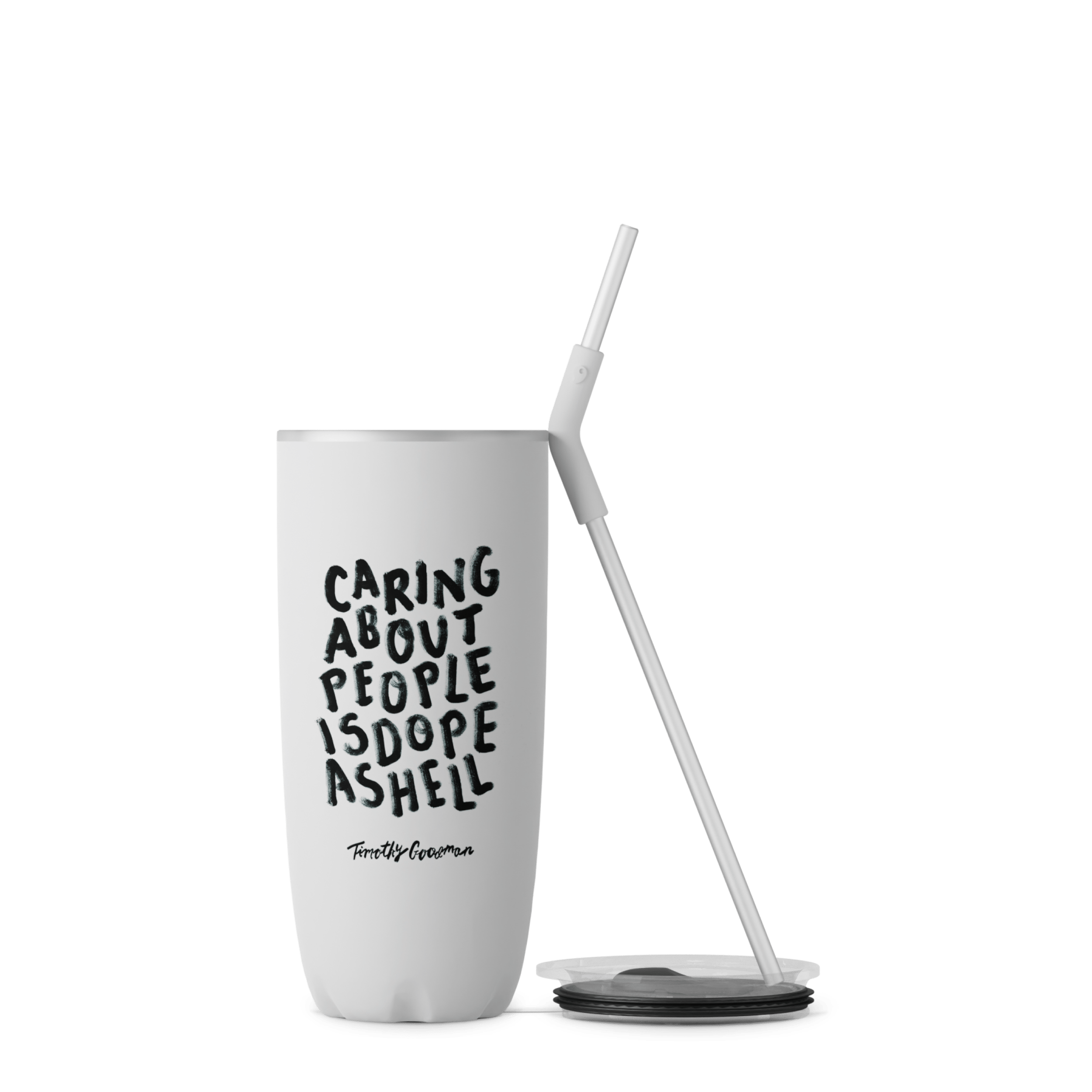 S'well Timothy Goodman tumbler s brčkem TG White 710 ml nerez