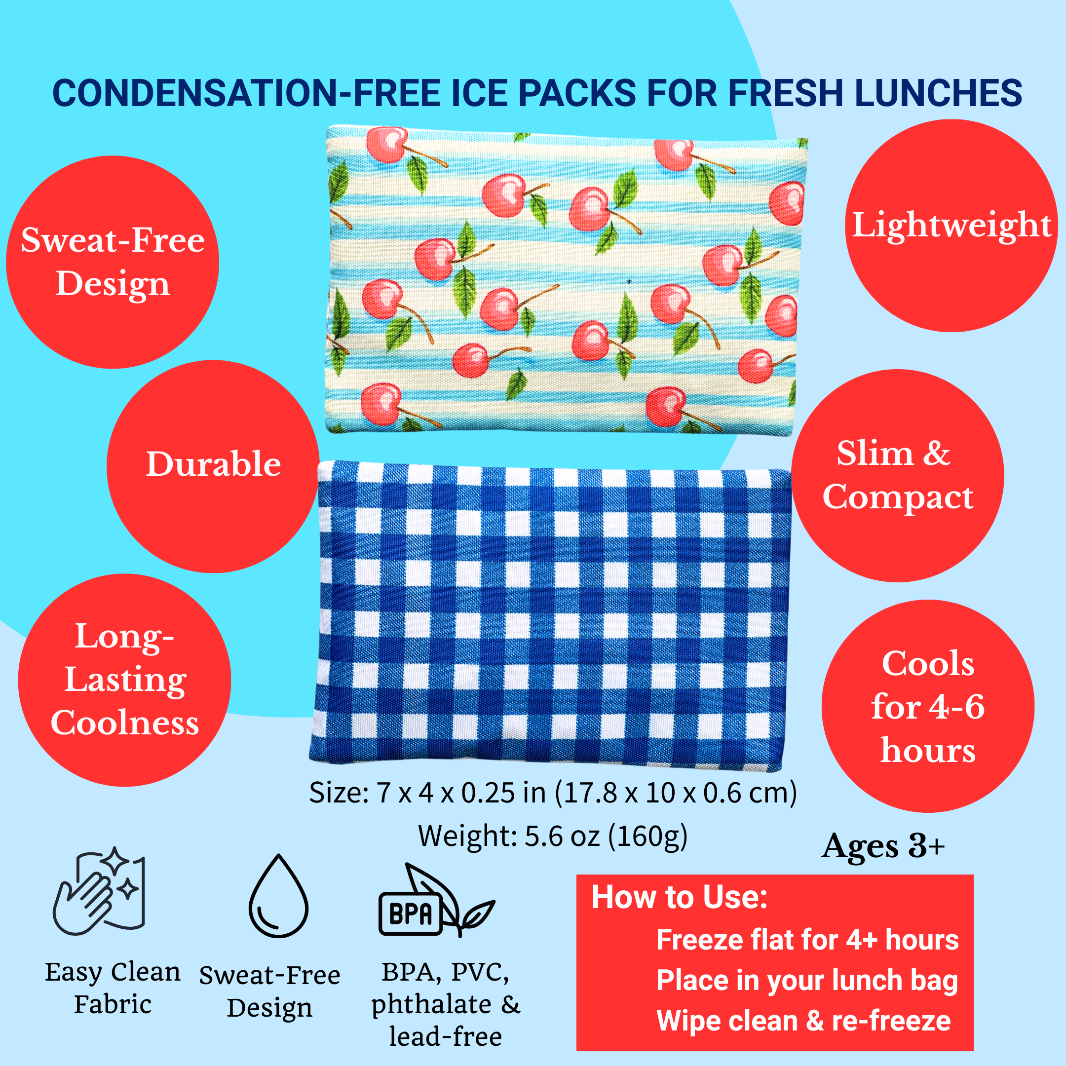 Yumbox chladicí vložky gelové 2ks Vichy Cherry