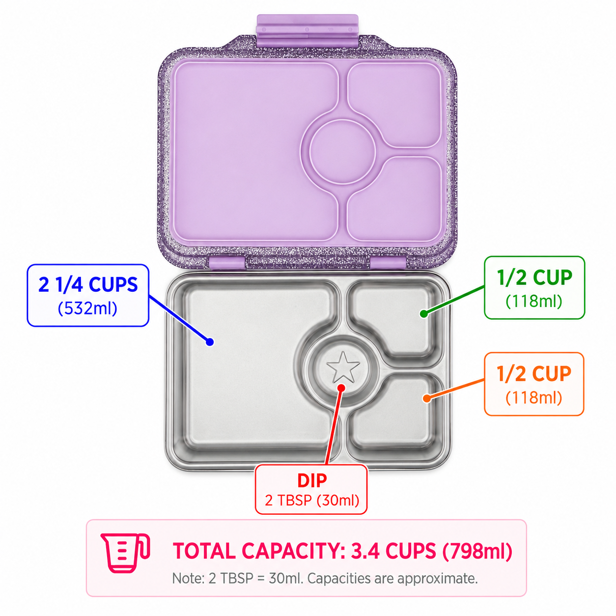 Yumbox Prêt svačinový box nerez fialový glitter