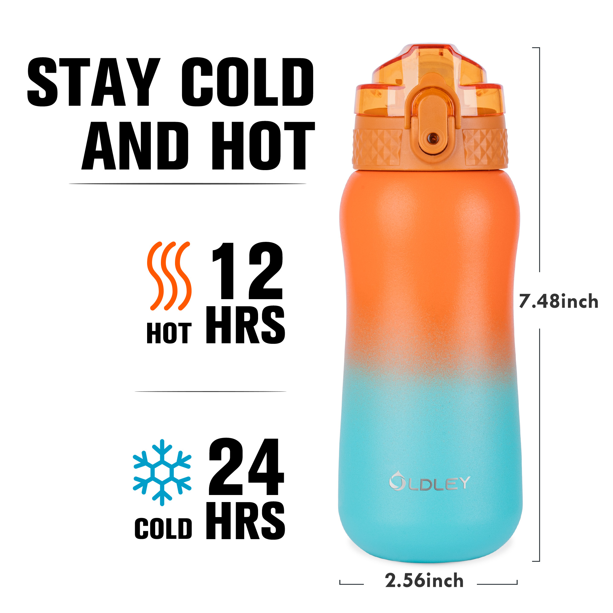 OLDLEY Kids 12oz láhev oranžovo-zelená 350 ml