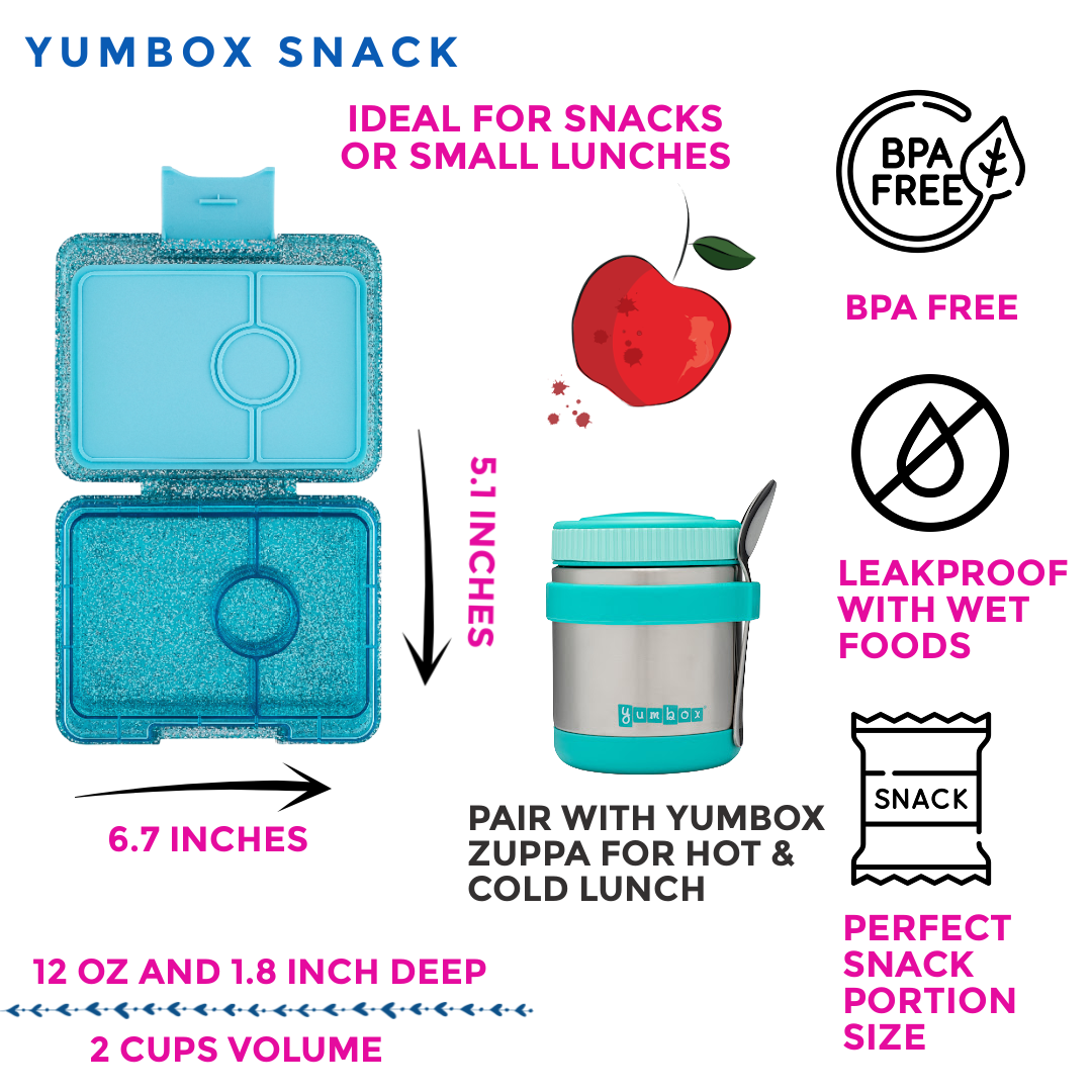 Yumbox Snack svačinový box Twinkle Teal Glitter 3 přihrádky