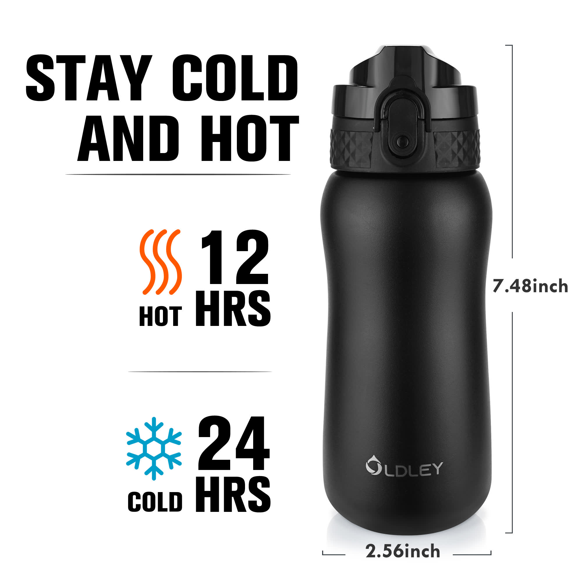OLDLEY Kids 12oz termoláhev černá 350 ml studená 24 h