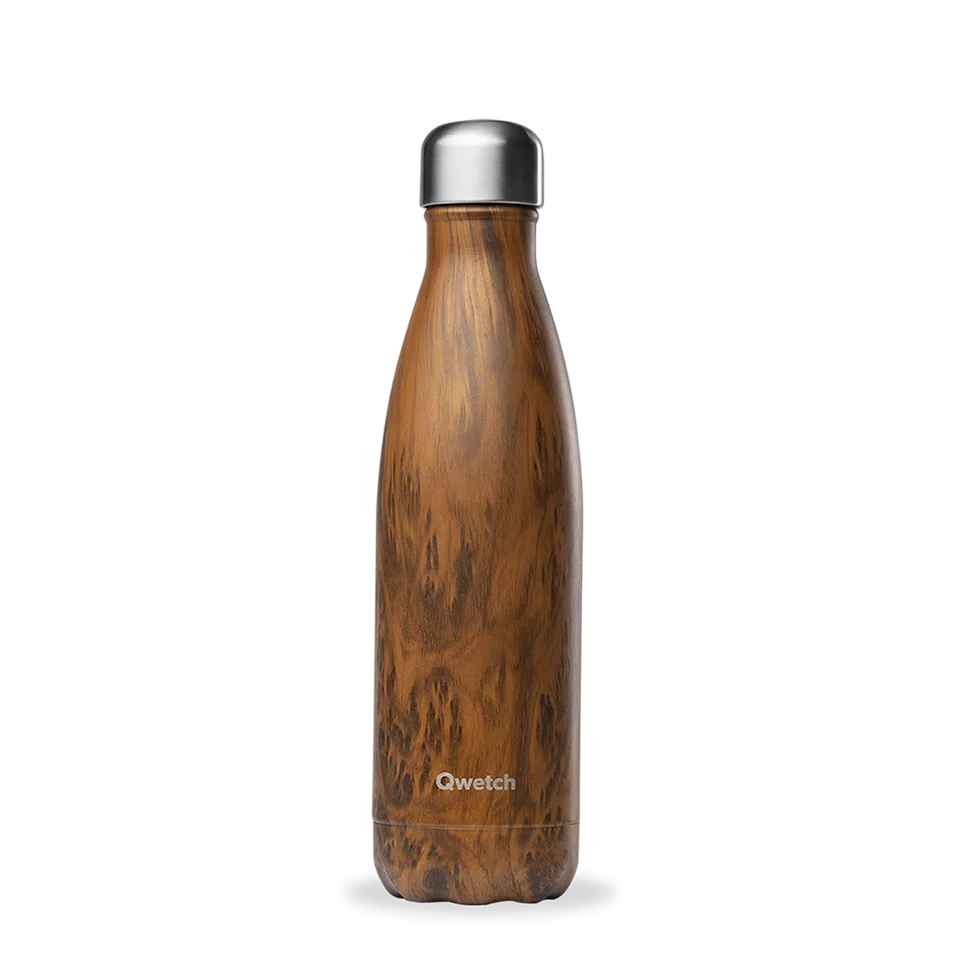Qwetch Originals Wood termo láhev 500 ml nerez