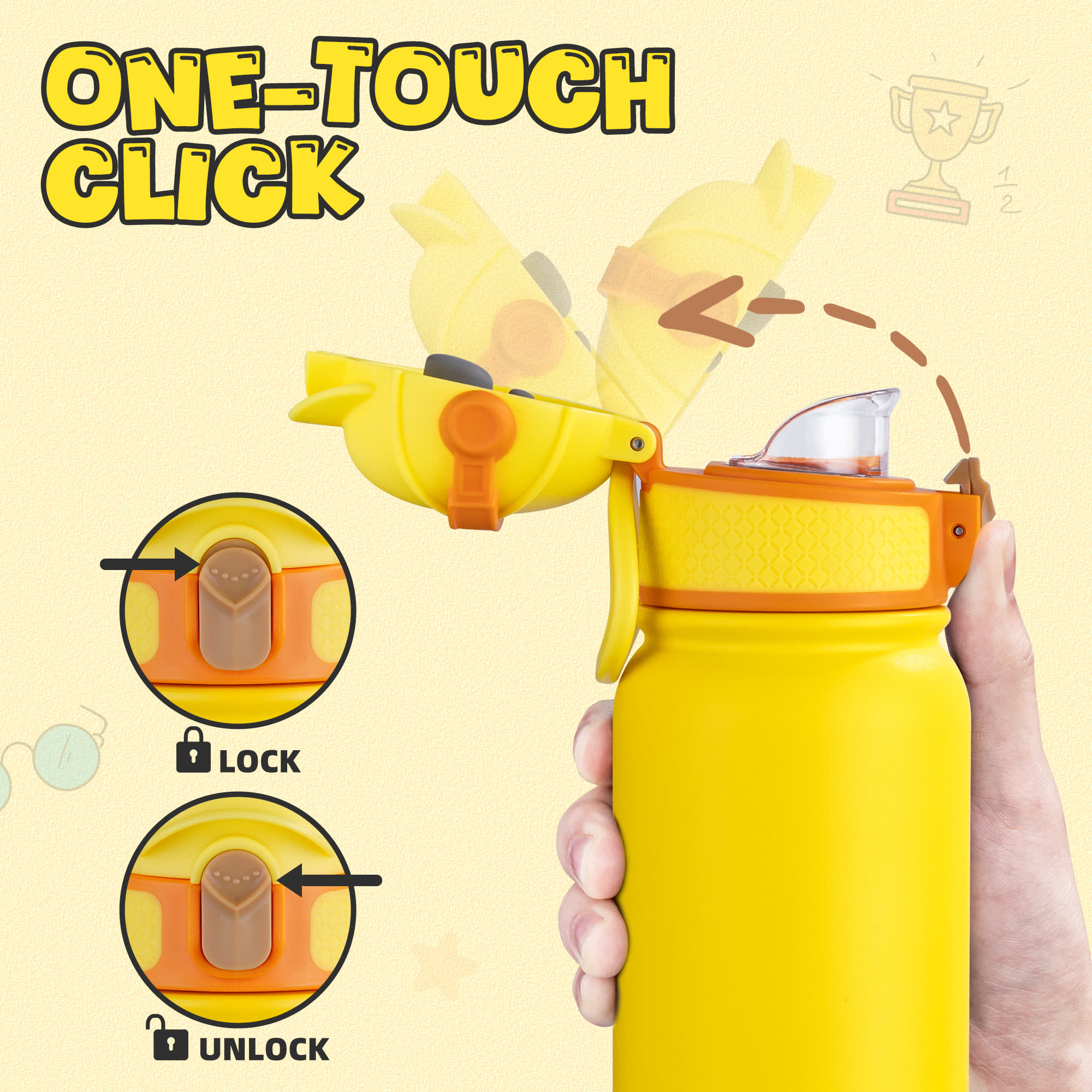 Oldley Kids termolahev 12oz Matte Yellow 350 ml basketbal