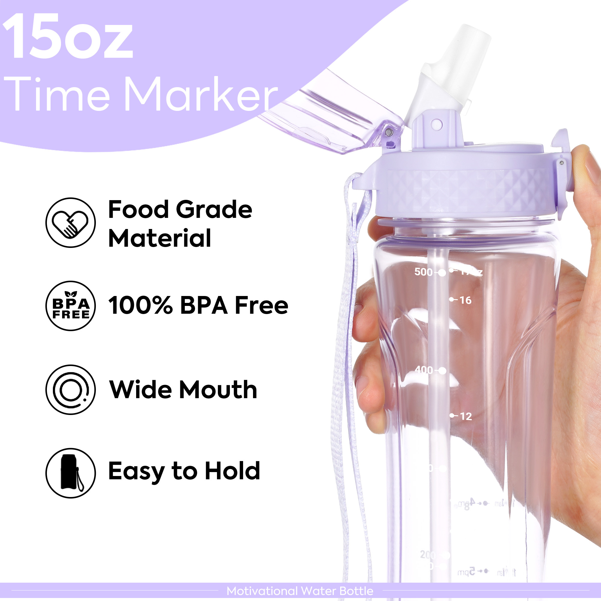 Oldley Kids průhledná láhev 450 ml fialová sportovní