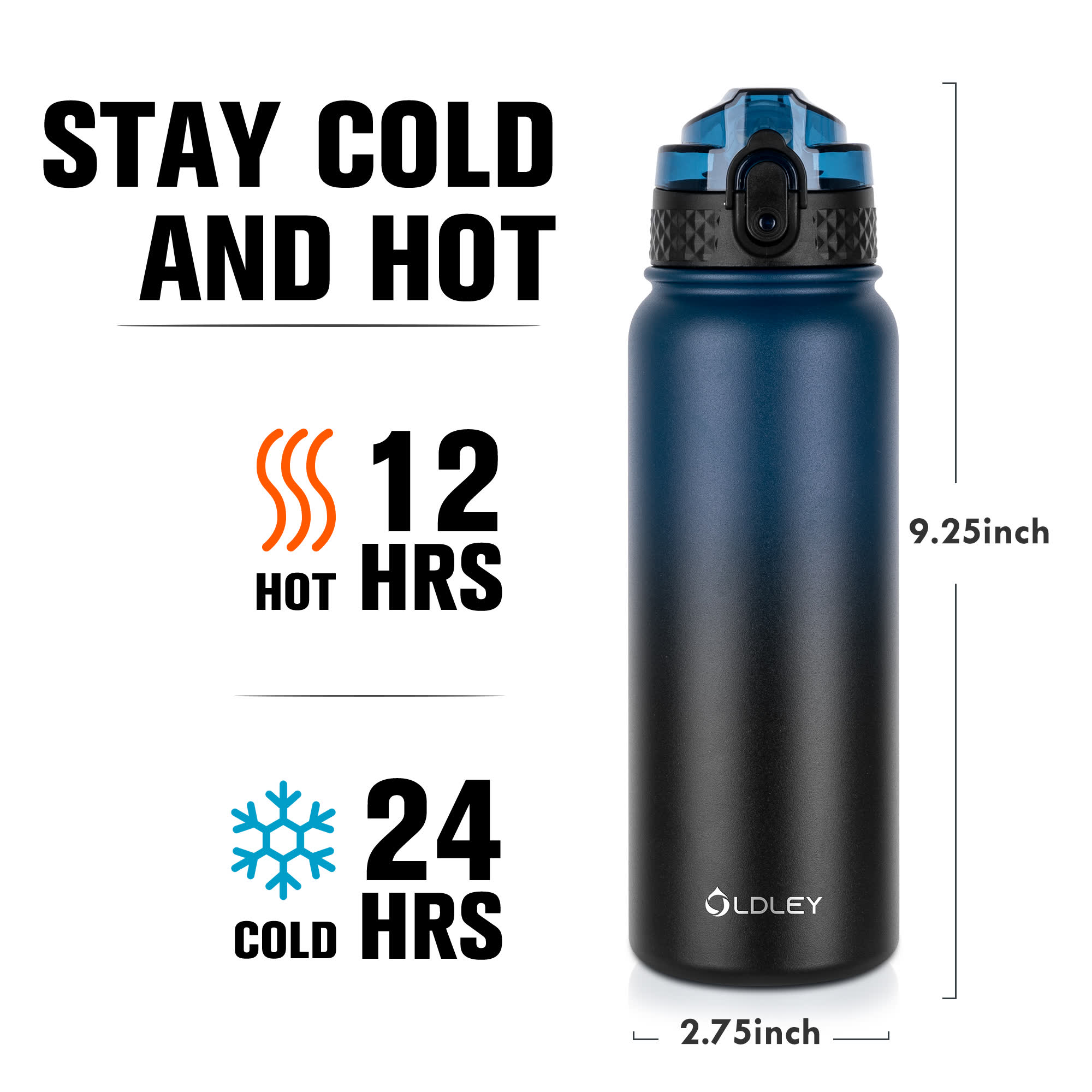 OLDLEY Triple Lid termoska 20oz modro-černá nerez