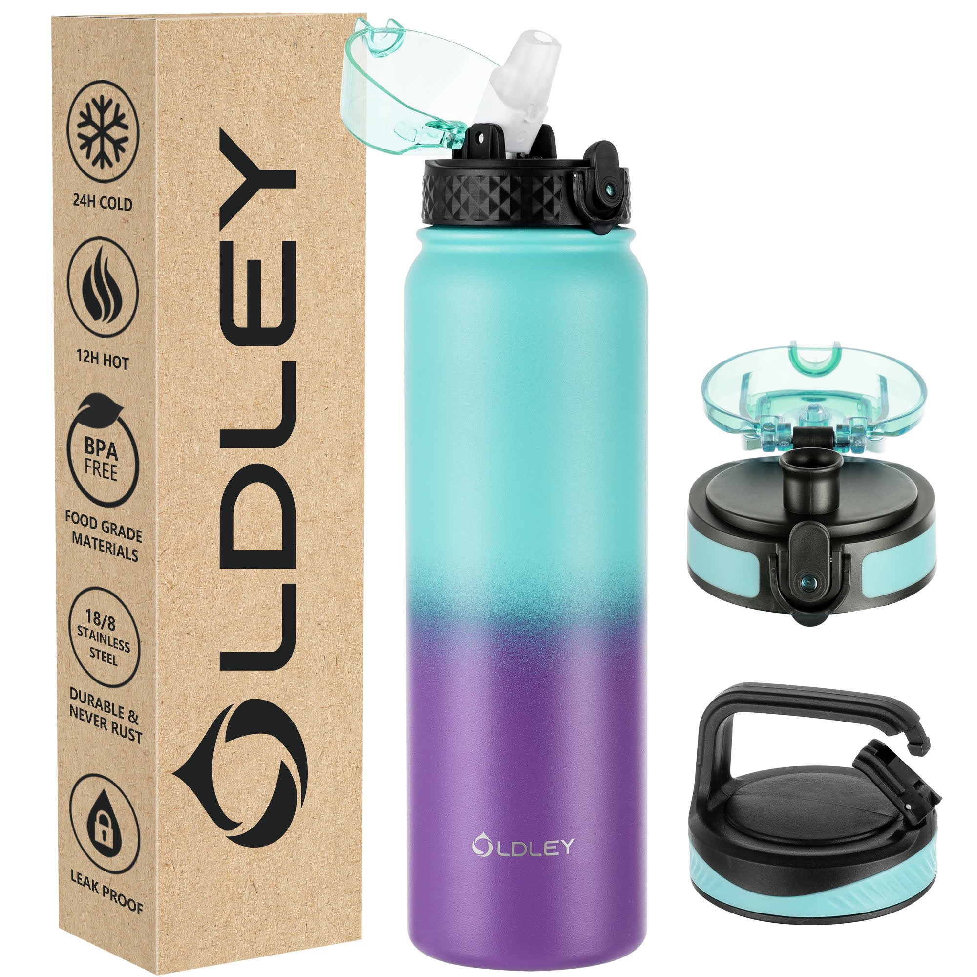 OLDLEY Gradient termo láhev 950 ml teal-fialová nerez