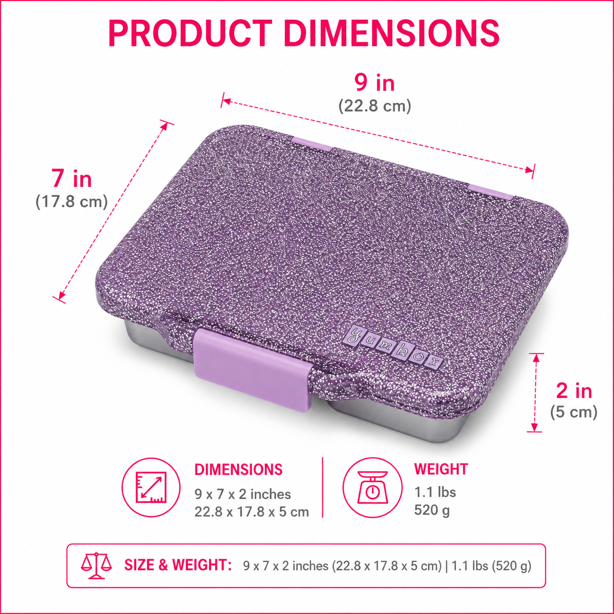 Yumbox Prêt svačinový box nerez fialový glitter