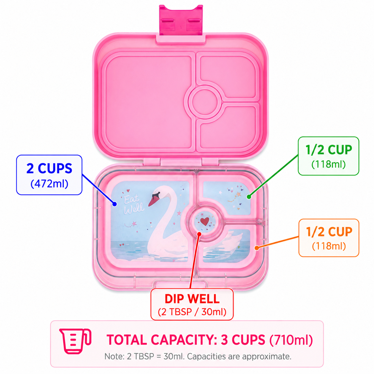 Yumbox Panino bento box Power Pink Swan 4 přihrádky