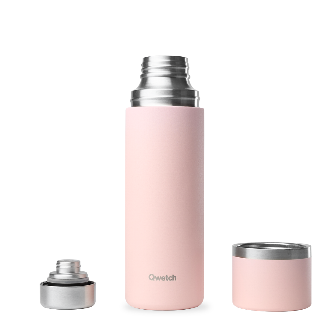 Qwetch Thermo termoska 750 ml pastelově růžová nerez