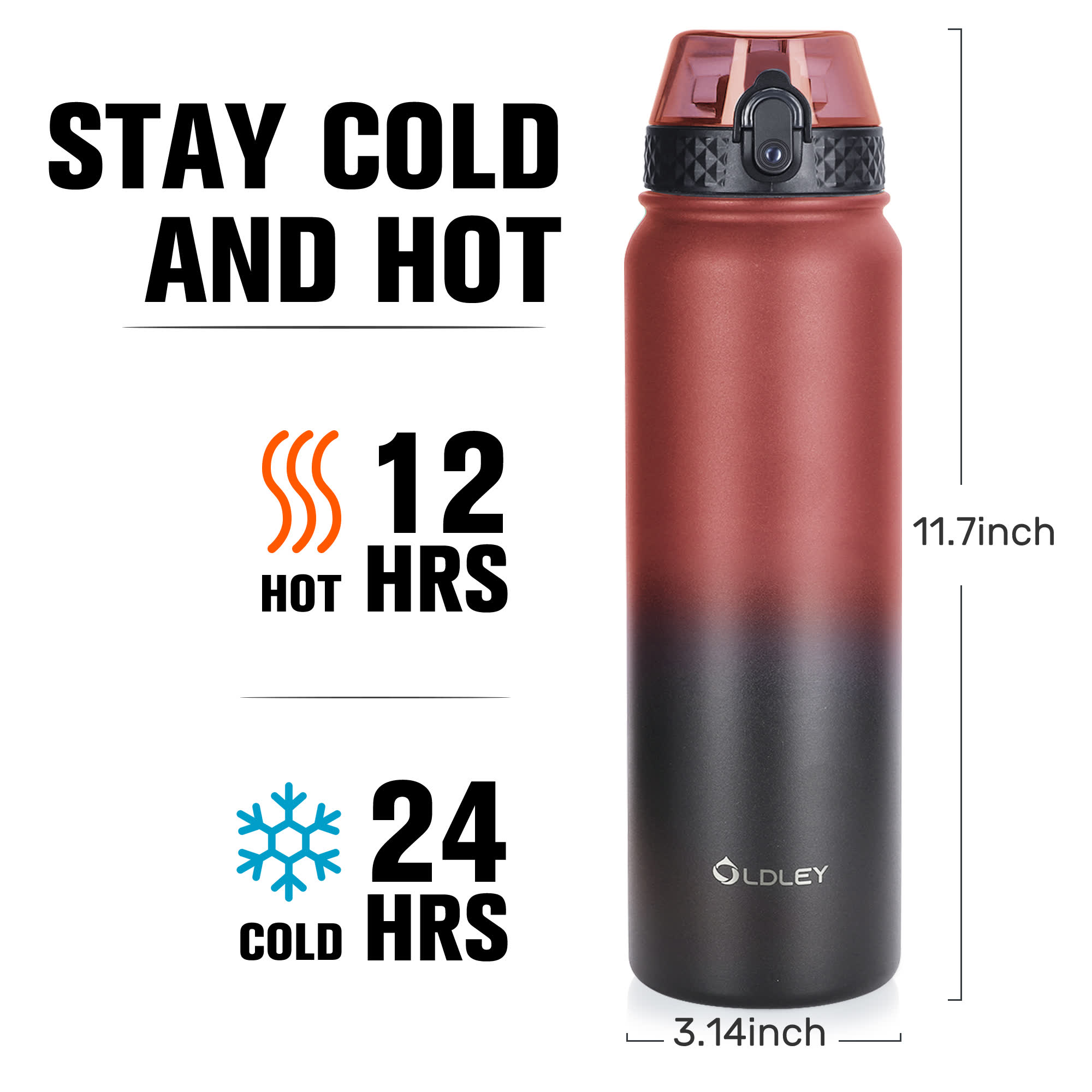 Oldley 32oz termoska červeno-černá gradient velká