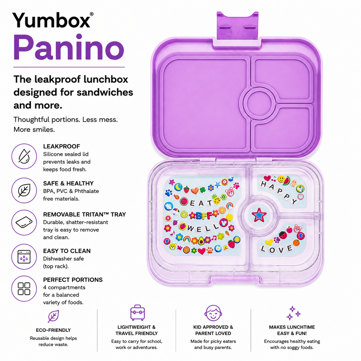 Yumbox Panino box na svačinu Ami Purple se 4 přihrádkami