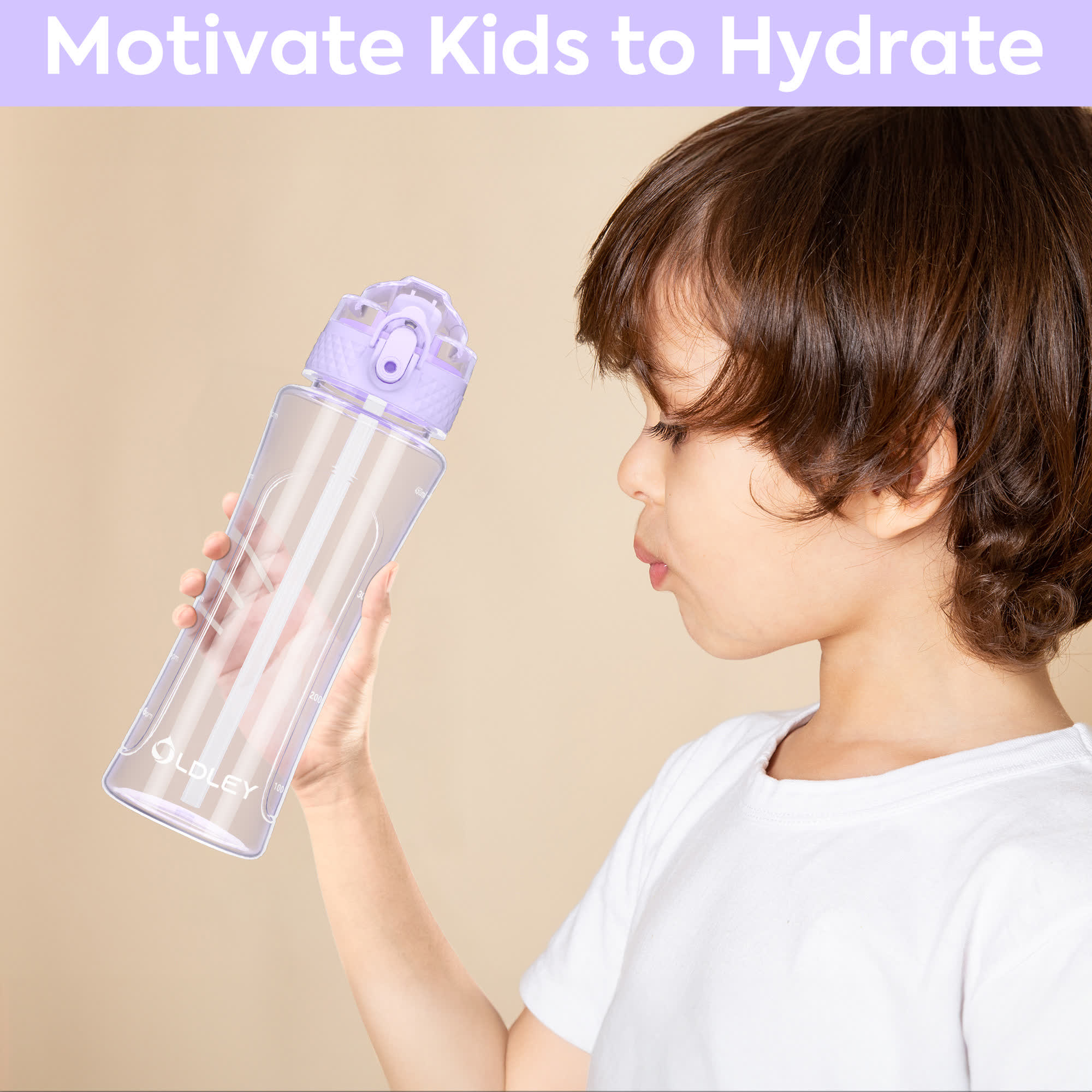 Oldley Kids průhledná láhev 450 ml fialová sportovní