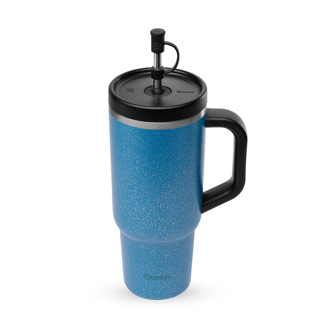 Qwetch Travel Cup Roc Métal Bleu termohrnek 900 ml s brčkem