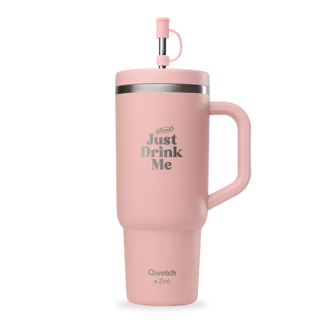 Qwetch Travel Cup Pastel Rose termohrnek 900 ml s brčkem