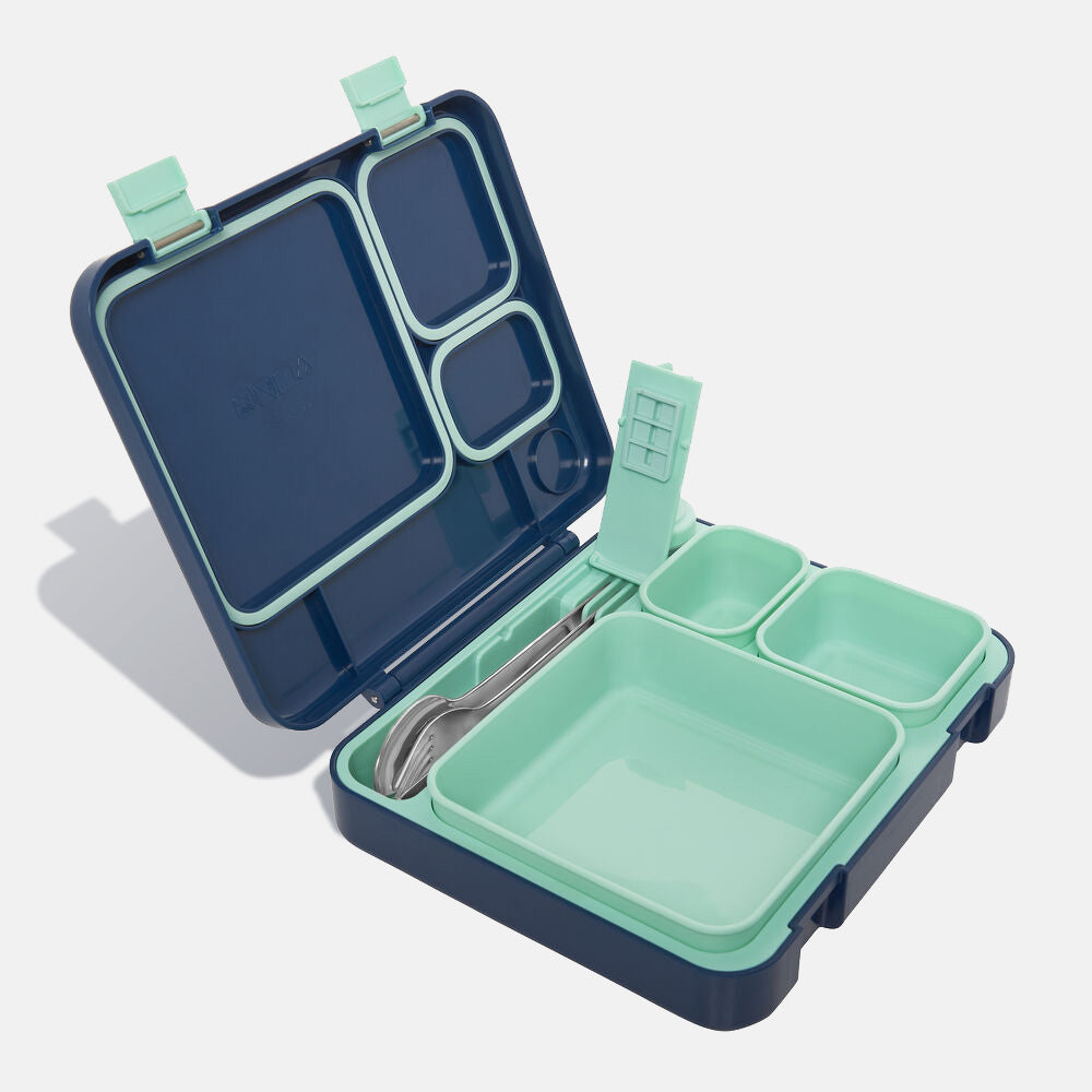 BUILT Lunch Box box na jídlo šedý s příbory a dózami