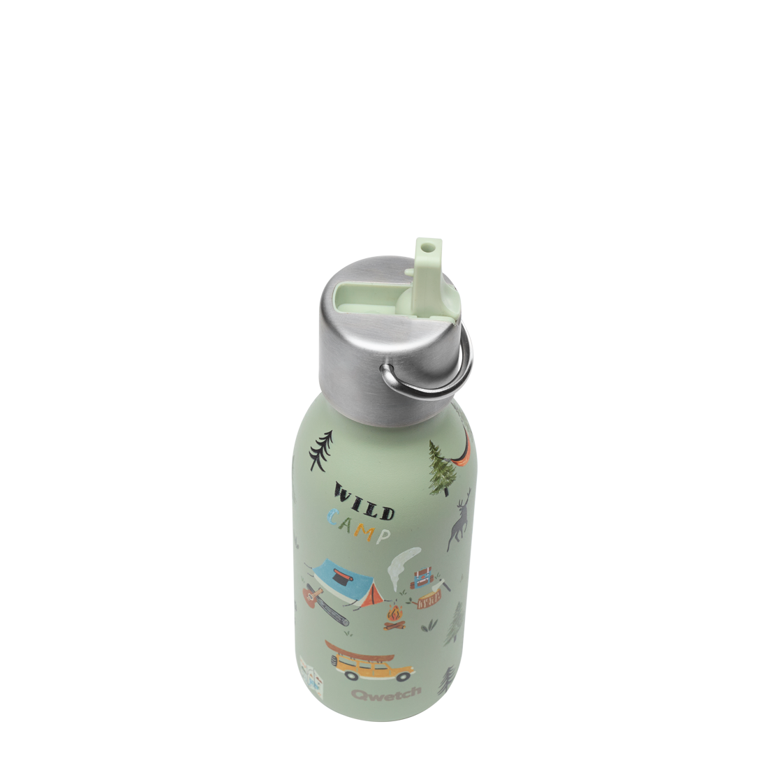 Qwetch Kids Yosemite zelená termoláhev 350 ml s brčkem