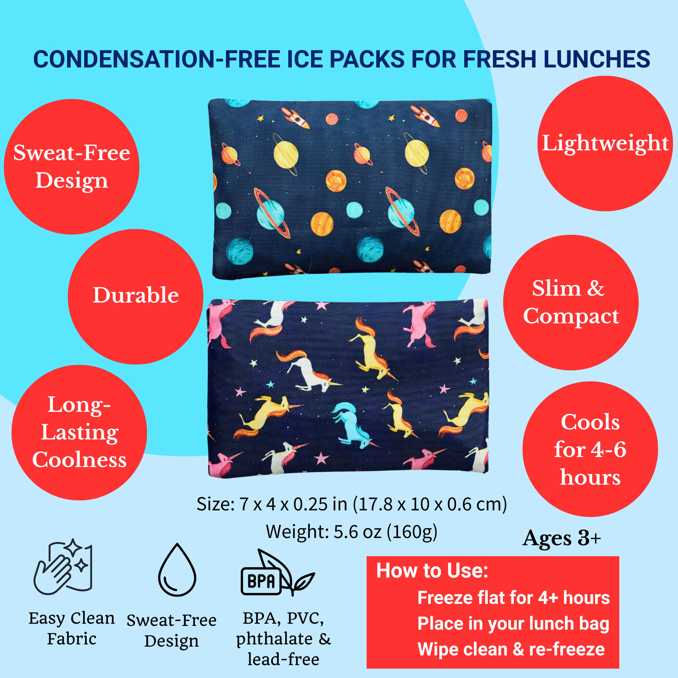 Yumbox chladicí vložky gelové 2ks Space Unicorns