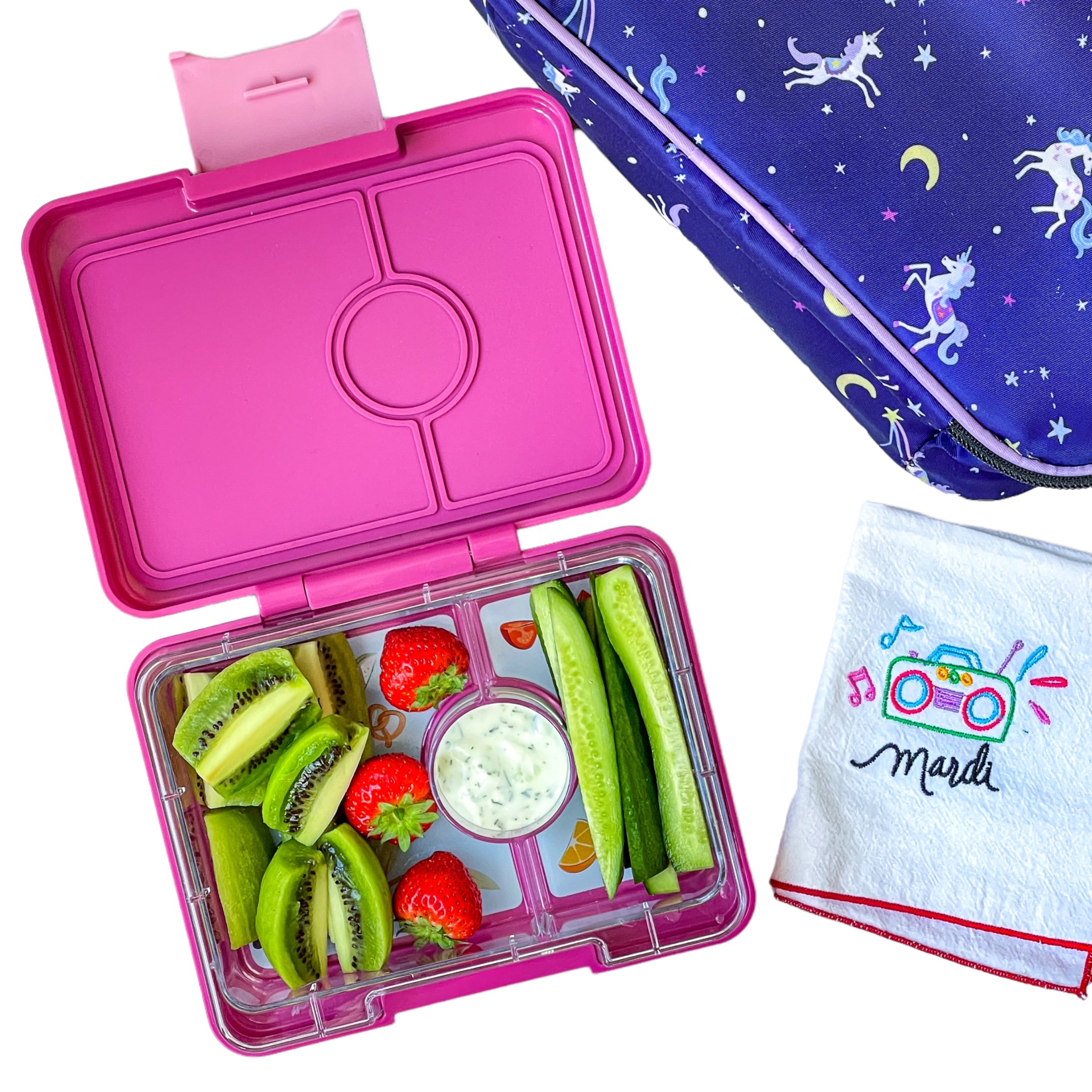 Yumbox Snack svačinový box Ami Purple Swan Tray 3 přihrádky