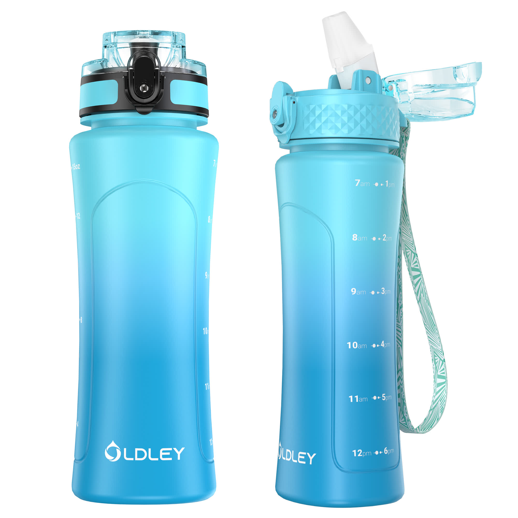 OLDLEY Kids láhev 450 ml zeleno-modrá se 2 víčky